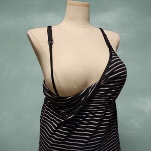 Black and White Striped Nursing Tank Top